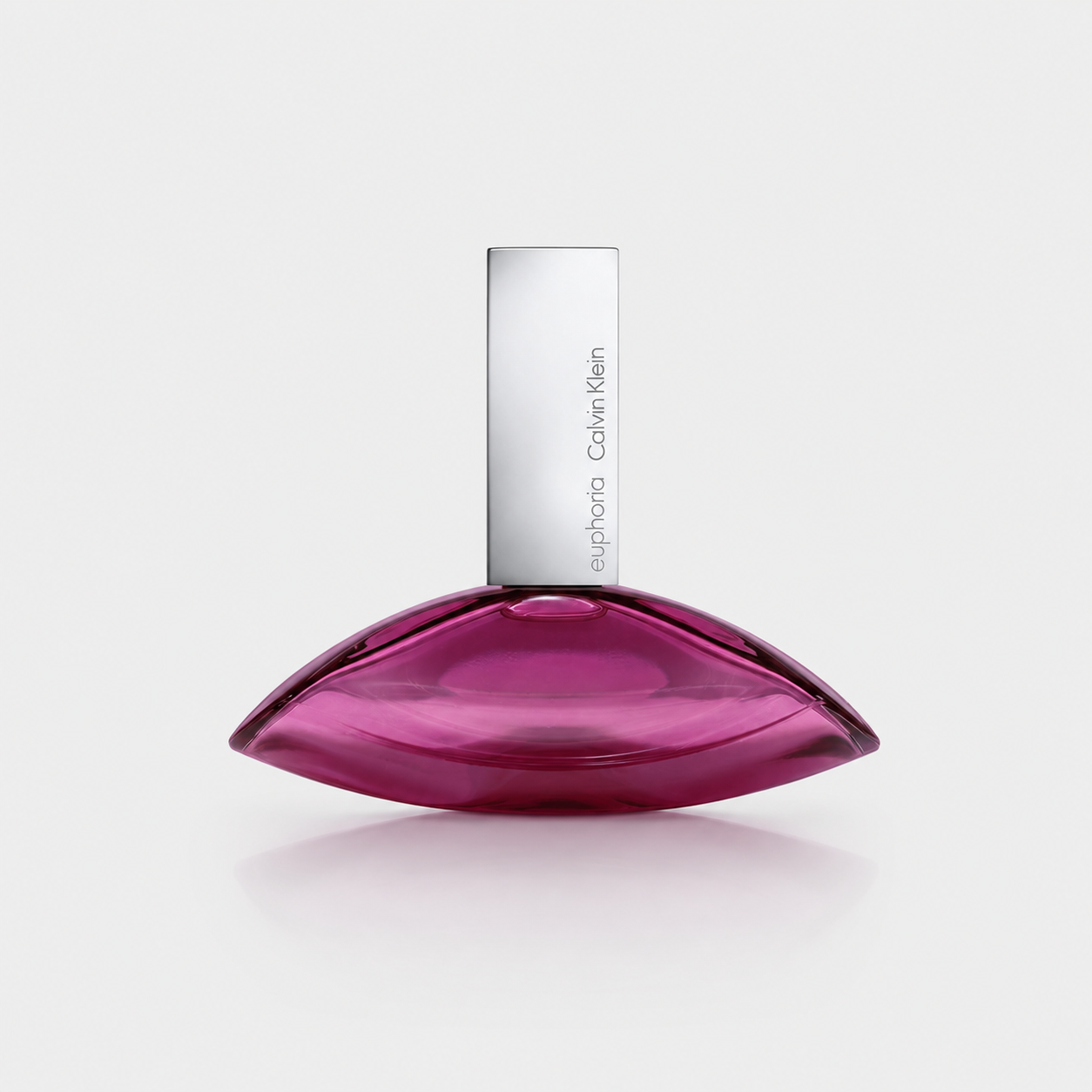 Pink Calvin Klein eau de parfum bottle on a white background