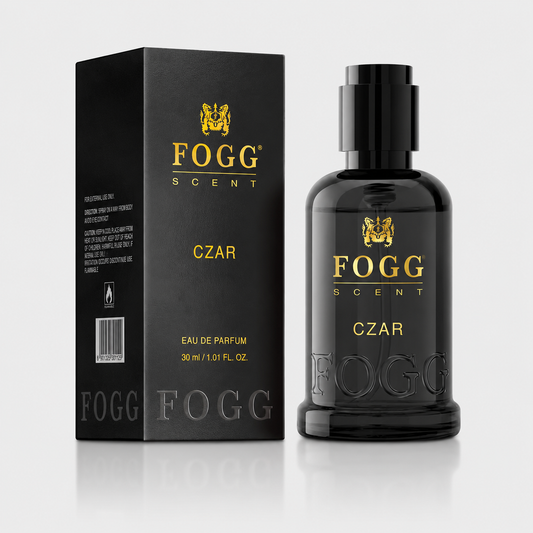 Fogg Czar perfume bottle and packaging on a white background
