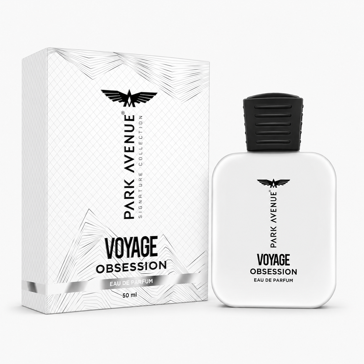 Park Avenue Voyage Obsession perfume bottle and packaging on a white background