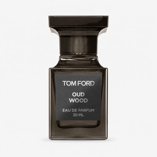 Tom Ford Oud Wood perfume bottle on a white background
