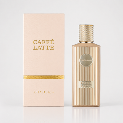 Caffé Latte perfume bottle and packaging on a light gray background