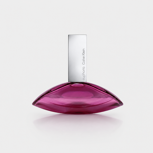 Pink Calvin Klein eau de parfum bottle on a white background
